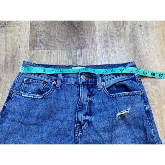 Pistola Distressed High-Waisted Blue Denim Jeans Size 26 Frayed Hem Straight-Leg - Picture 4 of 6